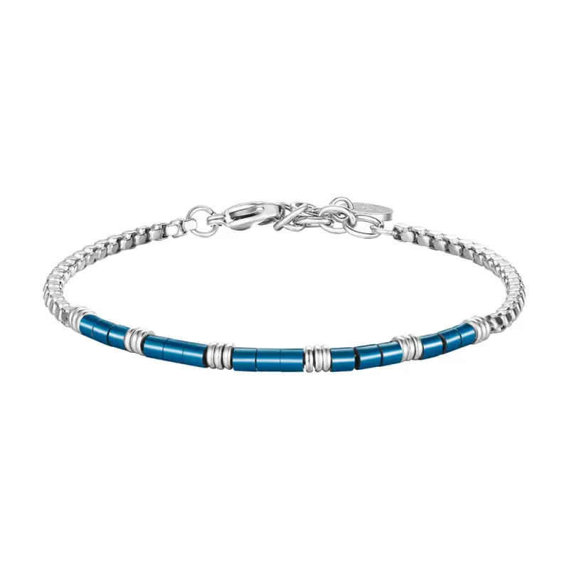 BRACCIALE UOMO IN ACCIAIO CON ELEMENTI IN ACCIAIO IP BLU
