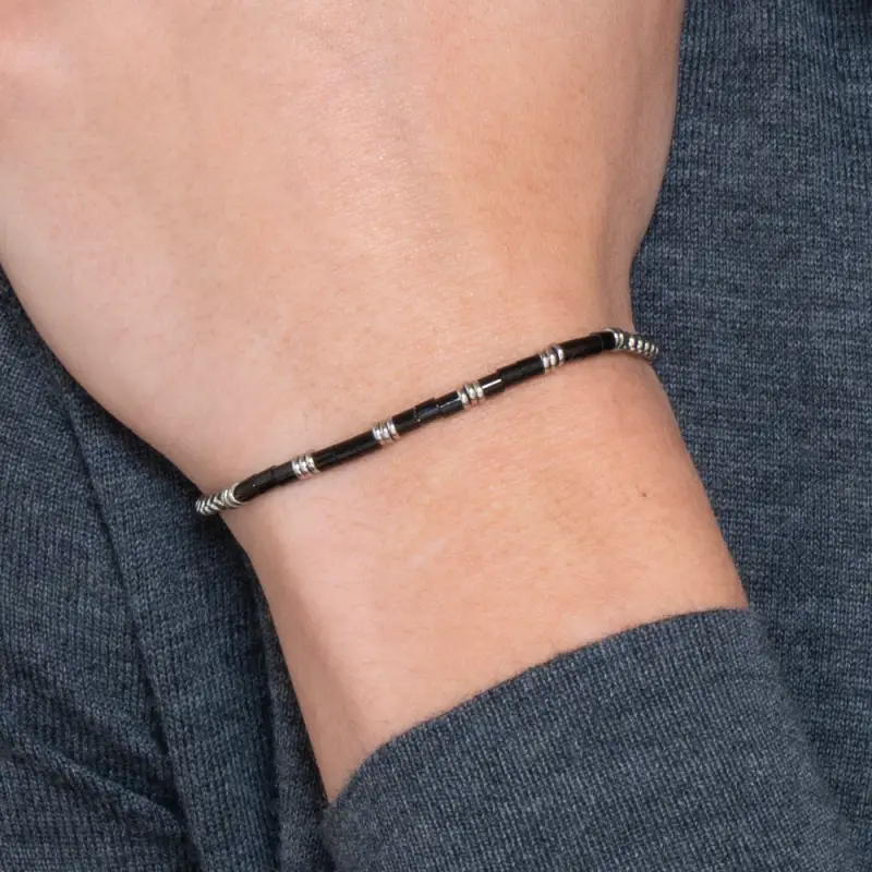 BRACCIALE UOMO IN ACCIAIO CON ELEMENTI IN ACCIAIO IP NERO miniatura 2