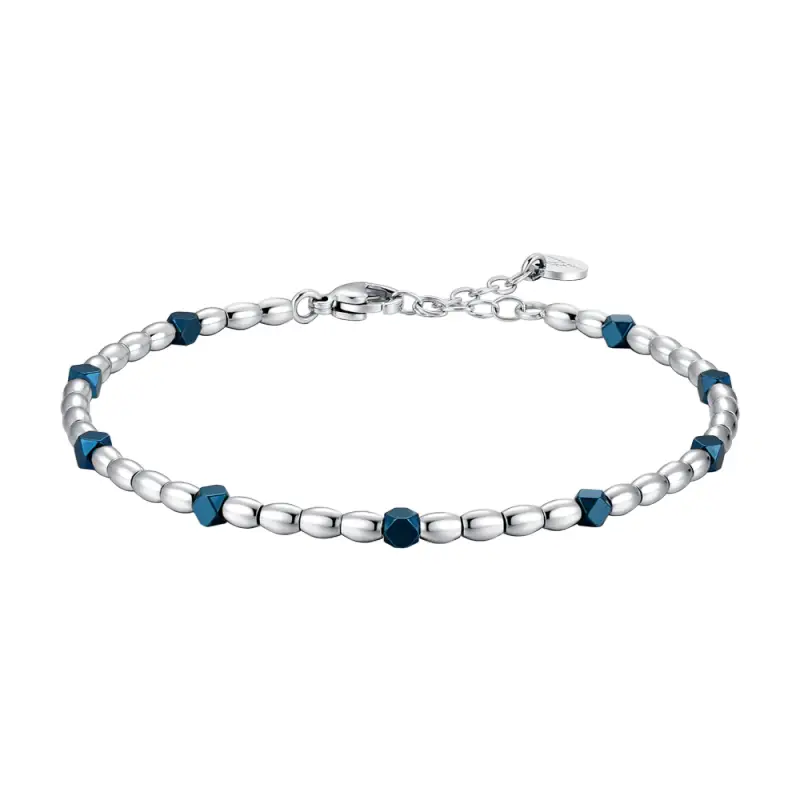 BRACCIALE UOMO IN ACCIAIO CON ELEMENTI IN EMATITE BLU