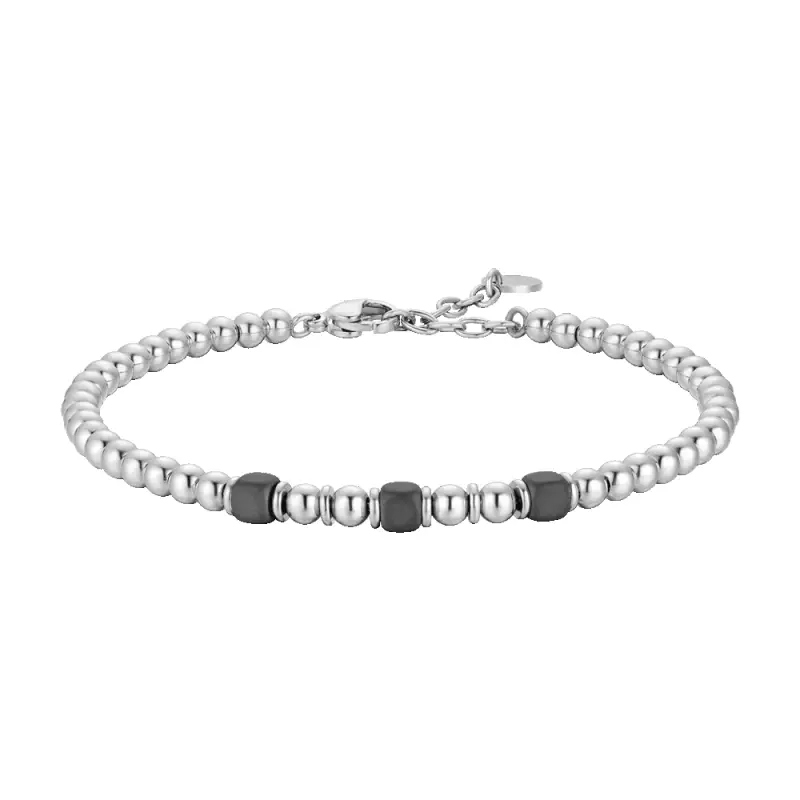 BRACCIALE UOMO IN ACCIAIO CON ELEMENTI IN EMATITE GRIGIA