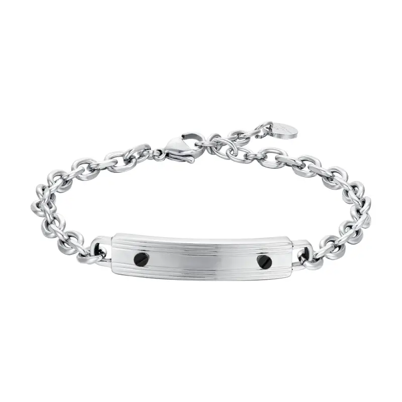 BRACCIALE UOMO IN ACCIAIO CON ELEMENTI NERI
