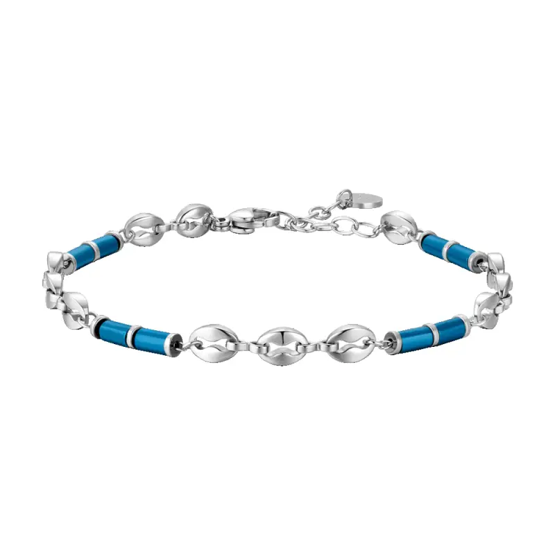 BRACCIALE UOMO IN ACCIAIO CON EMATITE BLU
