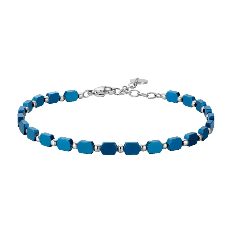 BRACCIALE UOMO IN ACCIAIO CON EMATITE BLU