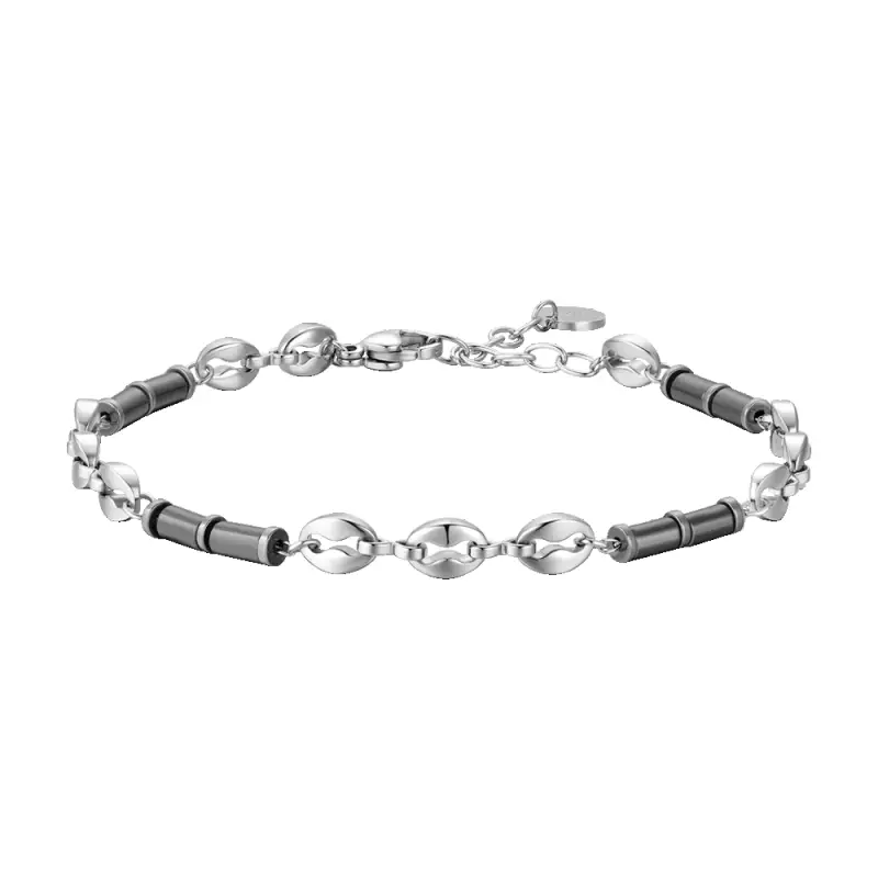BRACCIALE UOMO IN ACCIAIO CON EMATITE GRIGIA
