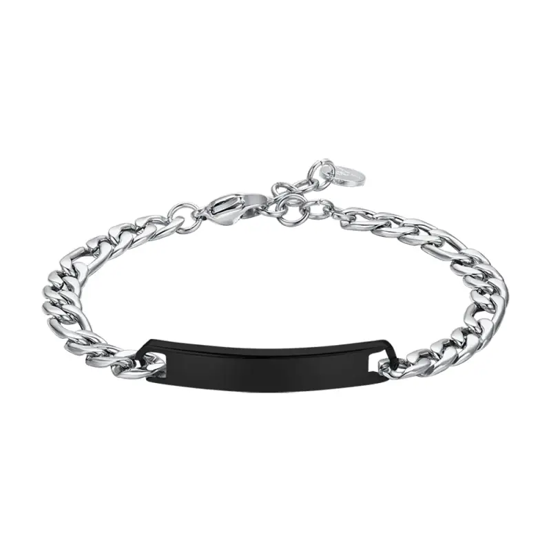 BRACCIALE UOMO IN ACCIAIO CON PIASTRA IP NERO