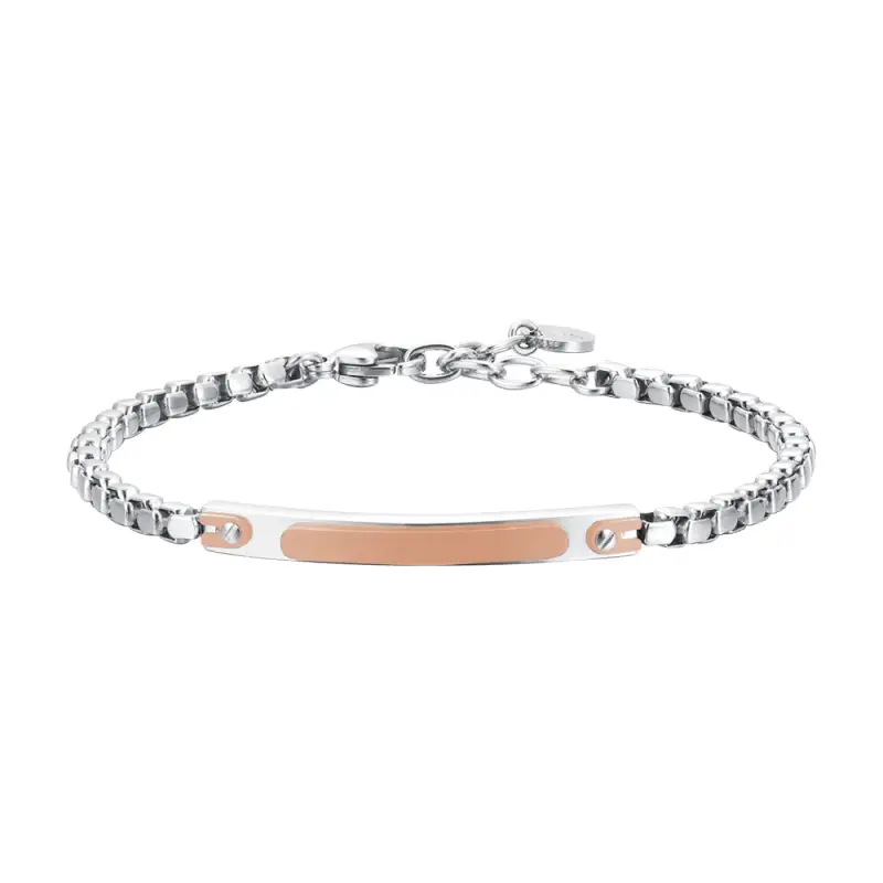 BRACCIALE UOMO IN ACCIAIO CON PIASTRA IP ROSE