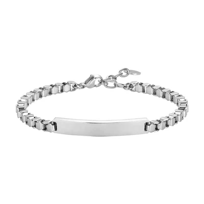 BRACCIALE UOMO IN ACCIAIO CON PIASTRA PERSONALIZZABILE