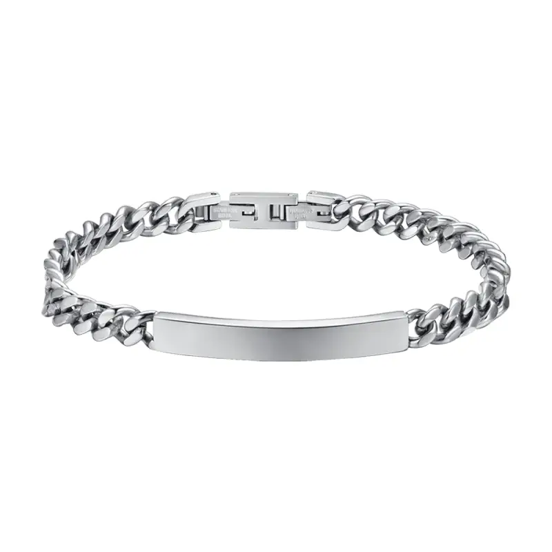 BRACCIALE UOMO IN ACCIAIO CON PIASTRA SILVER