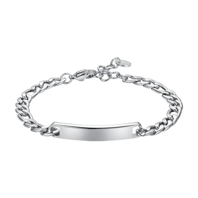 BRACCIALE UOMO IN ACCIAIO CON PIASTRA SILVER