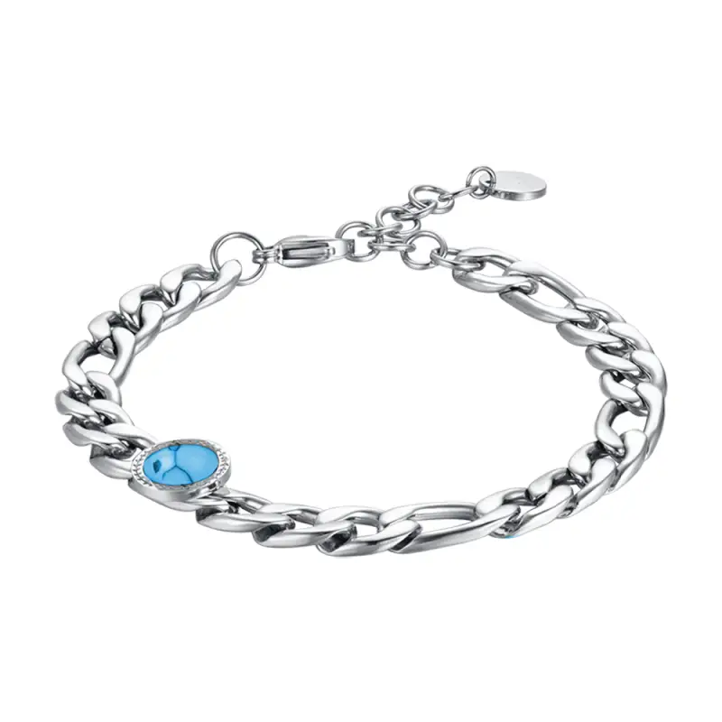 BRACCIALE UOMO IN ACCIAIO CON PIETRA TURCHESE