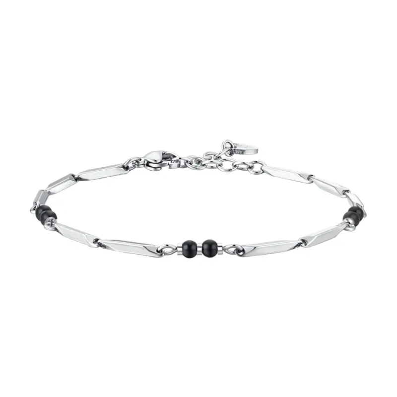 BRACCIALE UOMO IN ACCIAIO CON PIETRE AGATA