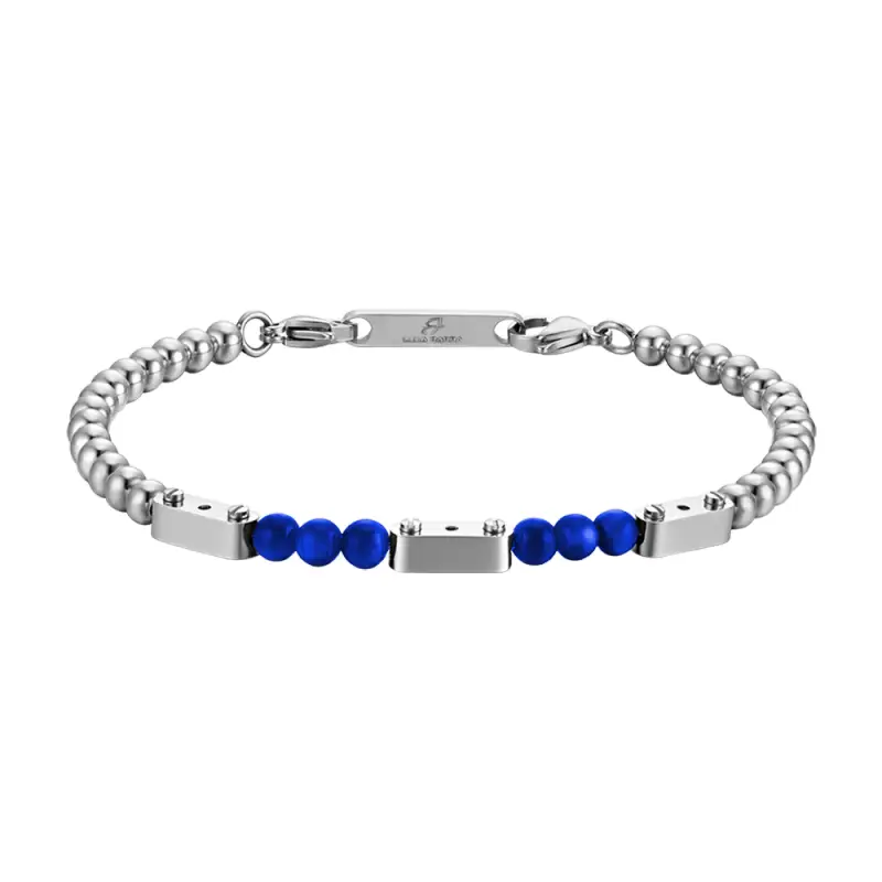 BRACCIALE UOMO IN ACCIAIO CON PIETRE LAPIS