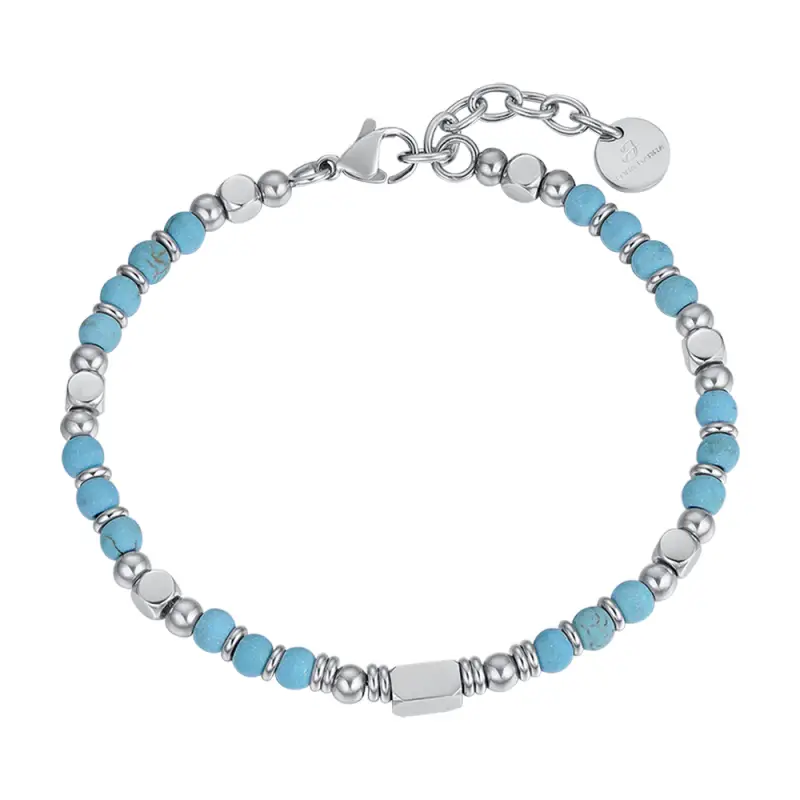 BRACCIALE UOMO IN ACCIAIO CON PIETRE TURCHESI
