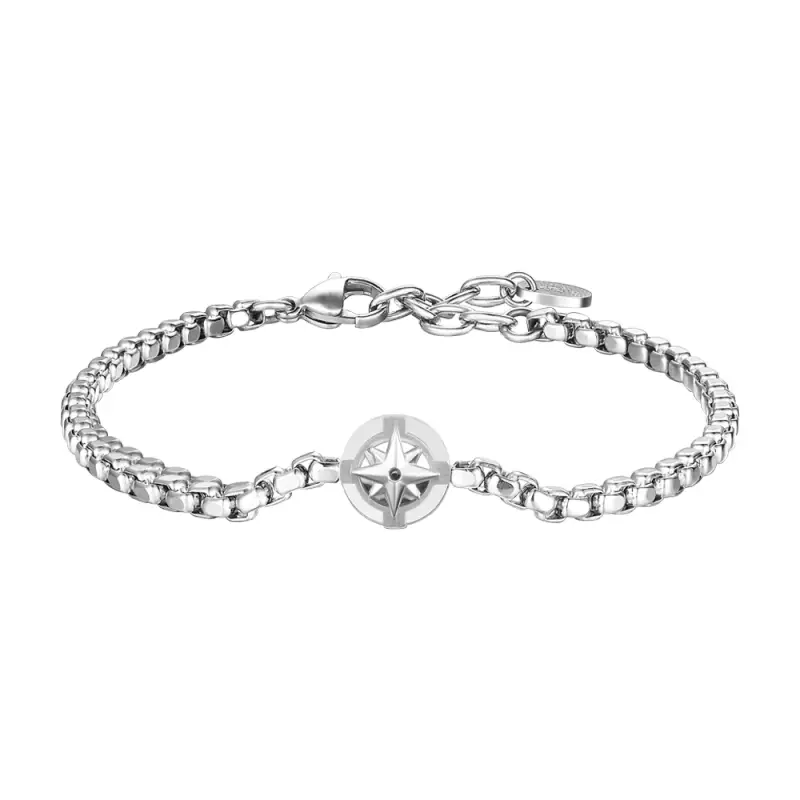 BRACCIALE UOMO IN ACCIAIO CON ROSA DEI VENTI