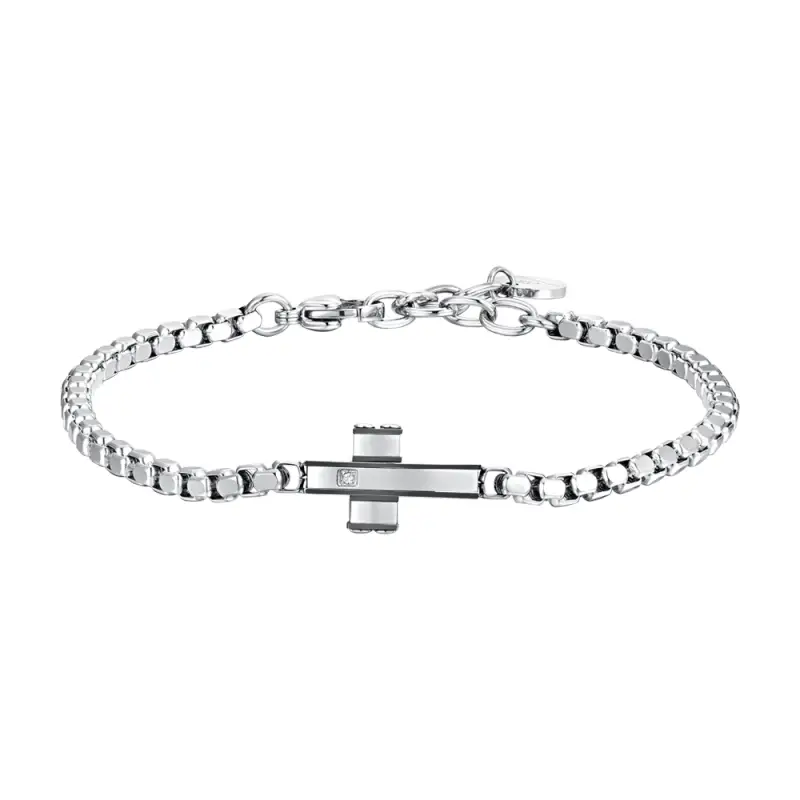 BRACCIALE UOMO IN ACCIAIO CROCE E ACCIAIO IP BLACK