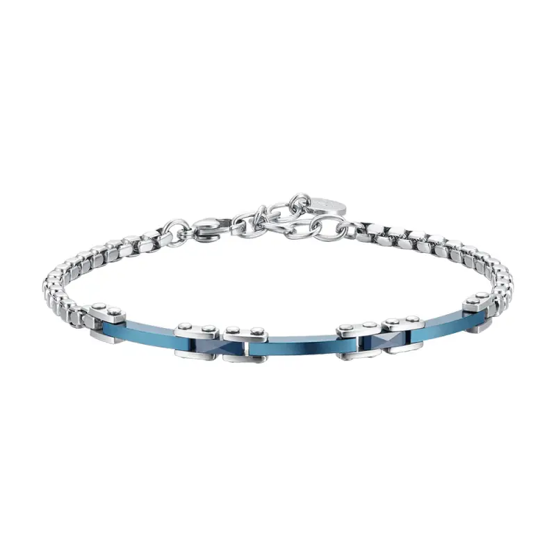 BRACCIALE UOMO IN ACCIAIO E CERAMICA BLU