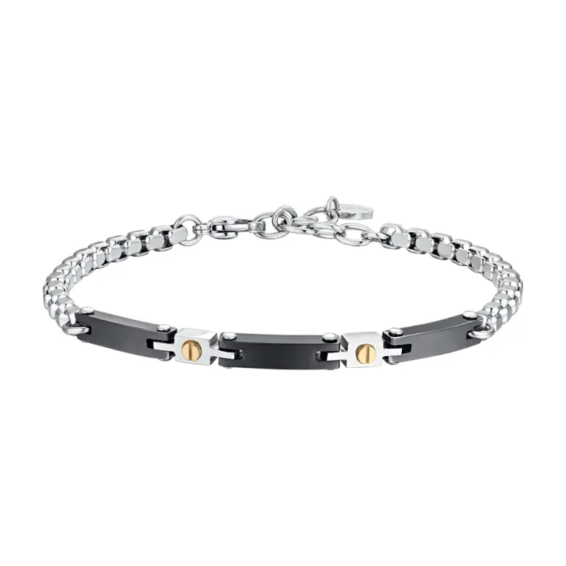 BRACCIALE UOMO IN ACCIAIO E CERAMICA NERA