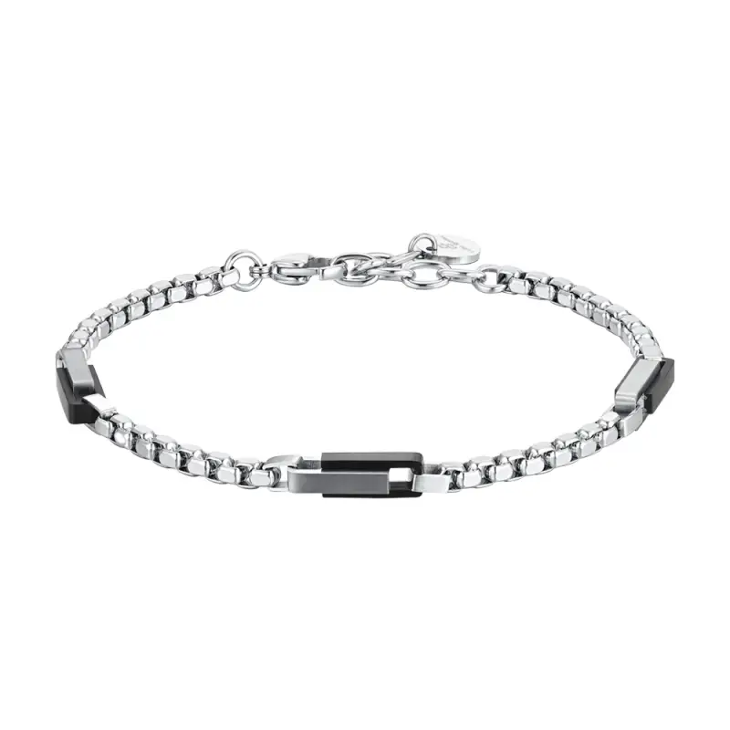 BRACCIALE UOMO IN ACCIAIO ELEMENTI IN ACCIAIO IP BLACK
