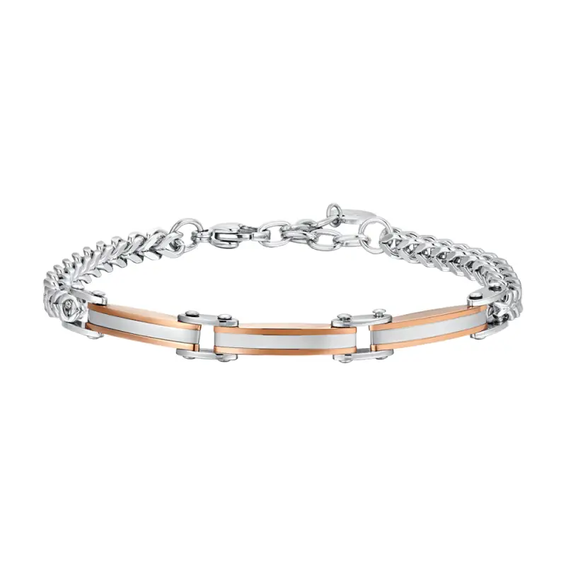 BRACCIALE UOMO IN ACCIAIO ELEMENTI IN ACCIAIO IP ROSE GOLD