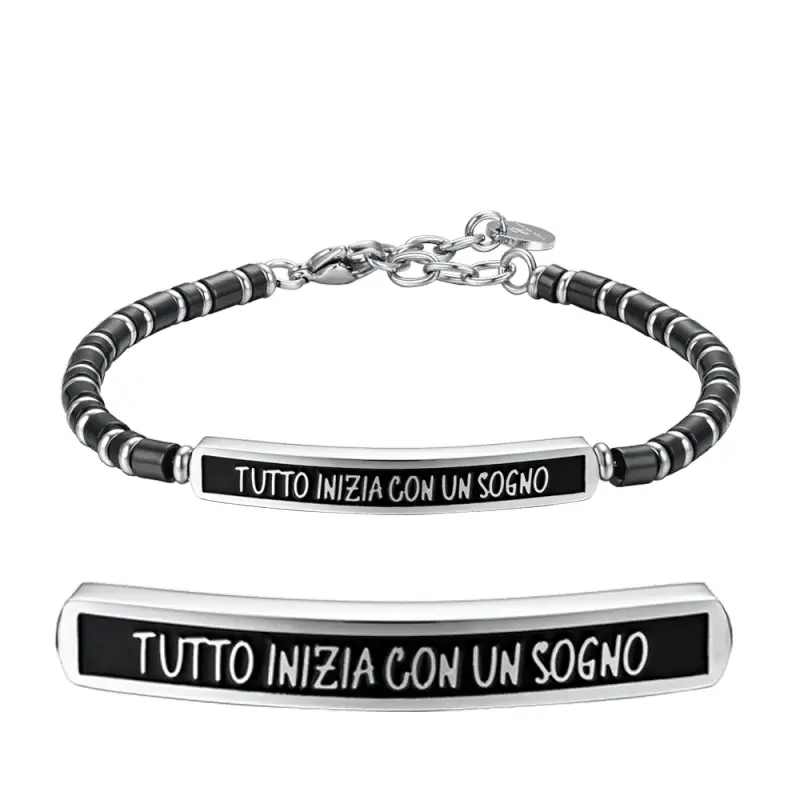 BRACCIALE UOMO IN ACCIAIO IP NERO TUTTO INIZIA CON UN SOGNO