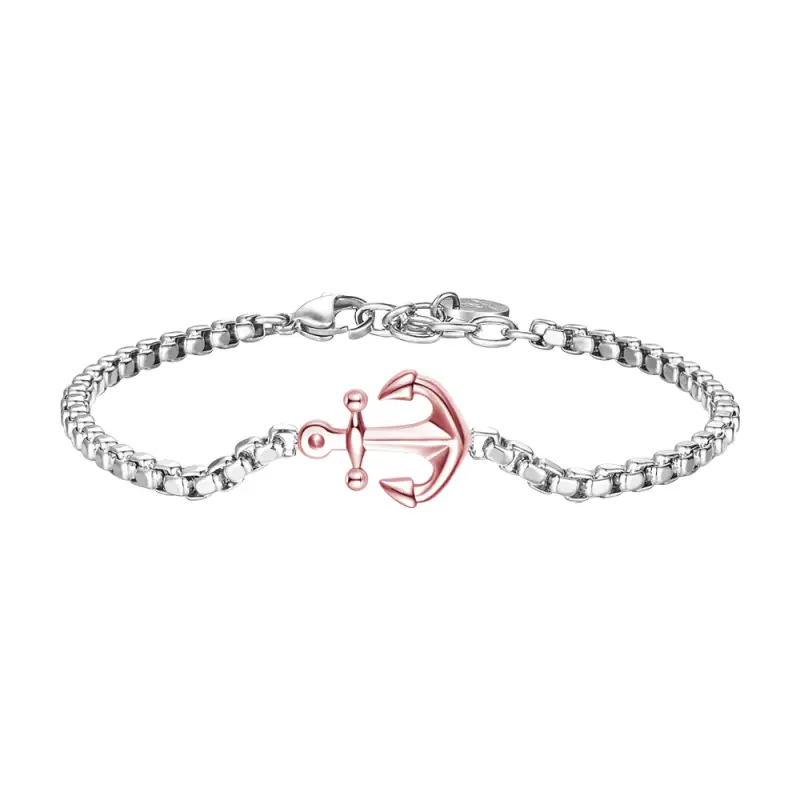 BRACCIALE UOMO IN ACCIAIO IP ROSE CON ANCORA