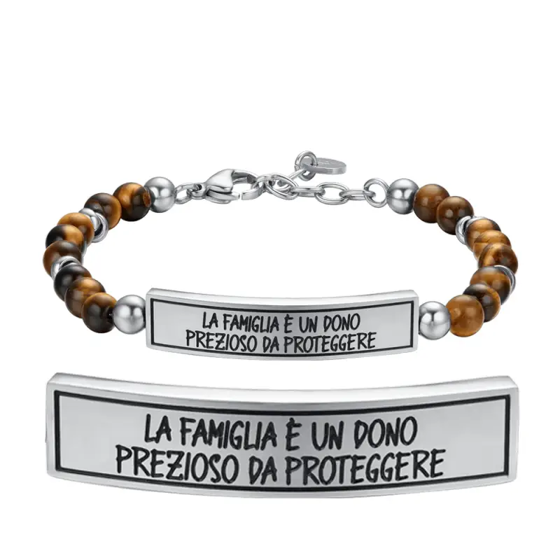 BRACCIALE UOMO IN ACCIAIO LA FAMIGLIA È UN DONO PREZIOSO DA PROTEGGERE