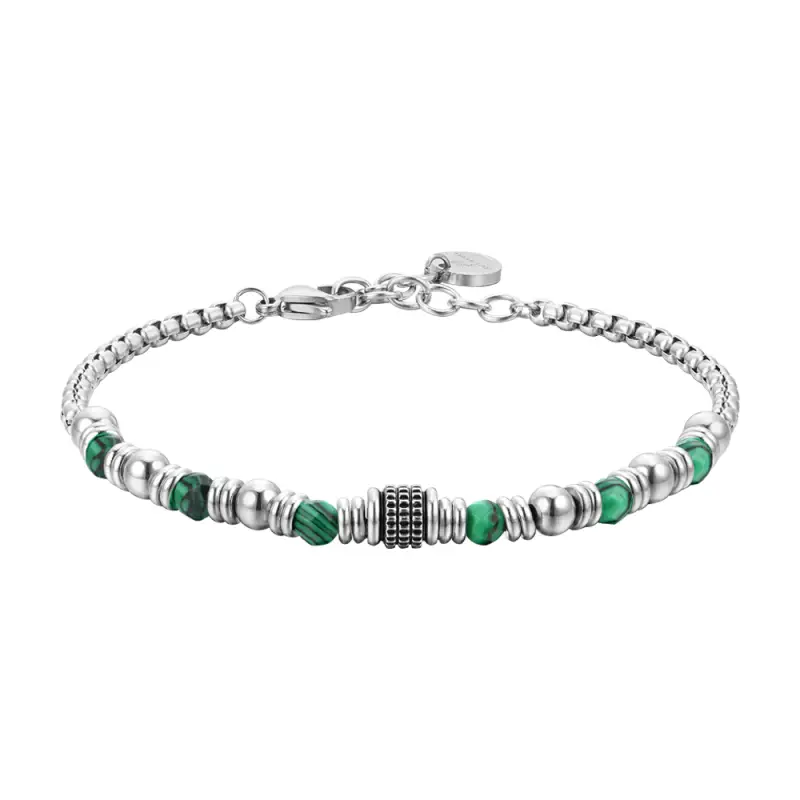 BRACCIALE UOMO IN ACCIAIO MALACHITE VERDE