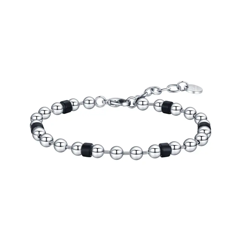 BRACCIALE UOMO IN ACCIAIO NERO CON ELEMENTI IN ACCIAIO