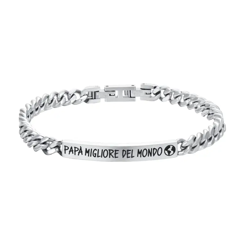 BRACCIALE UOMO IN ACCIAIO PAPA MIGLIORE DEL MONDO