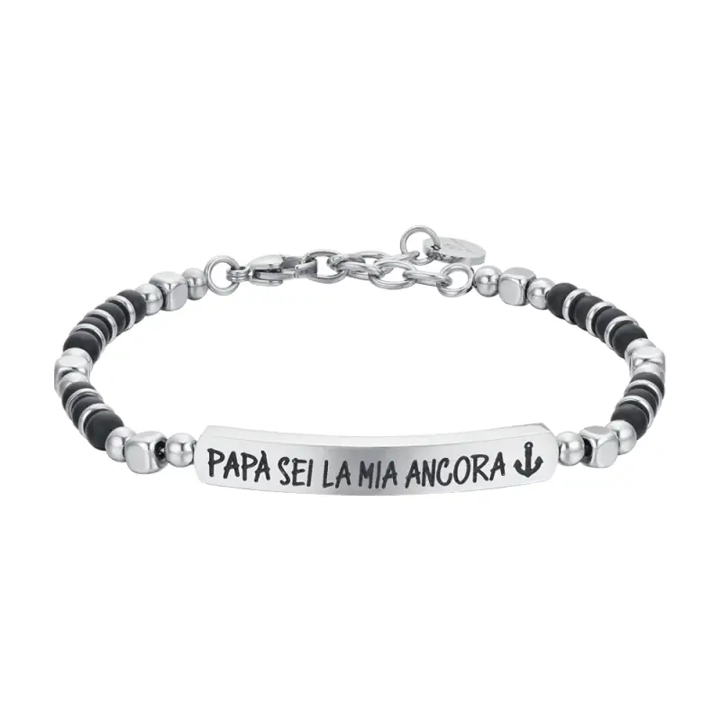 BRACCIALE UOMO IN ACCIAIO PAPA SEI LA MIA ANCORA