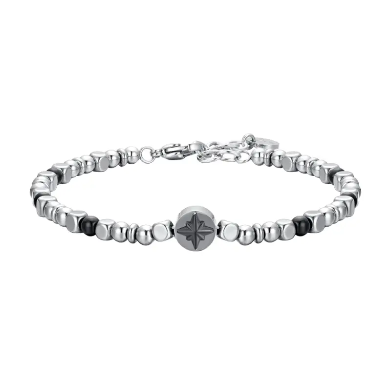 BRACCIALE UOMO IN ACCIAIO ROSA DEI VENTI IP NERO