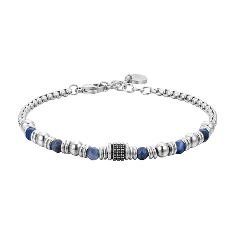 BRACCIALE UOMO IN ACCIAIO SODALITE BLU