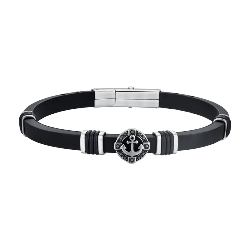 BRACCIALE UOMO IN SILICONE CON ANCORA