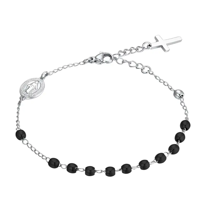 BRACCIALE UOMO ROSARIO IN ACCIAIO NERO