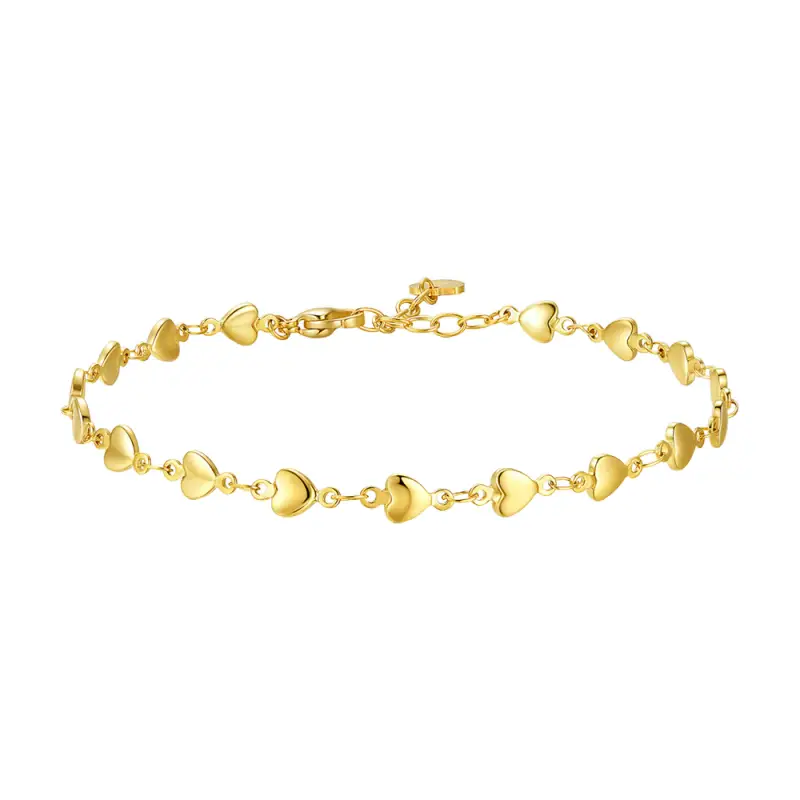 CAVIGLIERA DONNA IN ACCIAIO IP GOLD CON CUORI