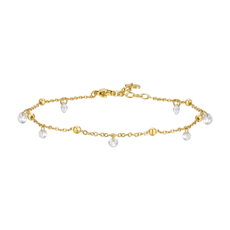 CAVIGLIERA DONNA IN ACCIAIO IP GOLD CON ZIRCONI BIANCHI