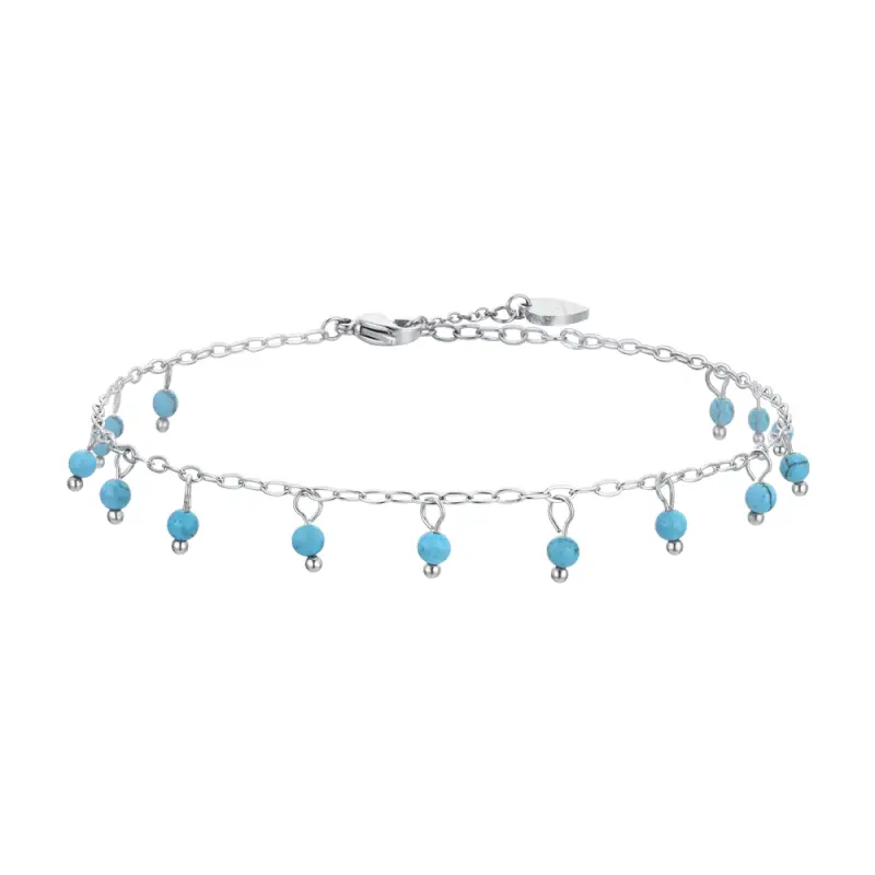 CAVIGLIERA DONNA IN ACCIAIO PIETRE TURCHESI