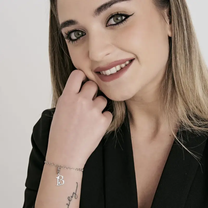 CHARM NUMERO 13 IN ACCIAIO, Argento miniatura 2