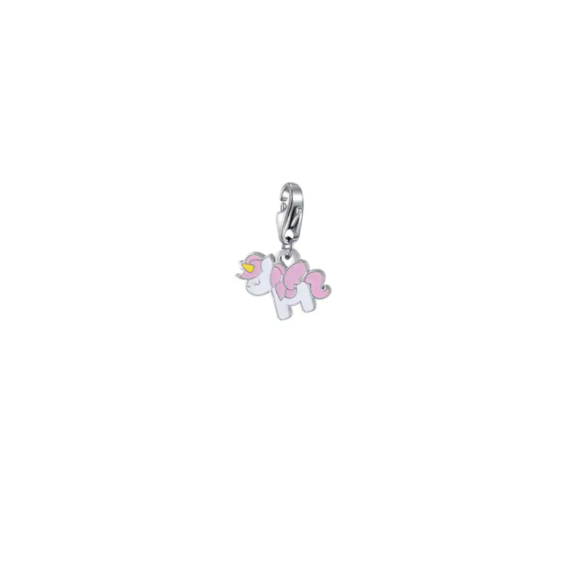 CHARM UNICORNO IN ACCIAIO CON SMALTO, Argento