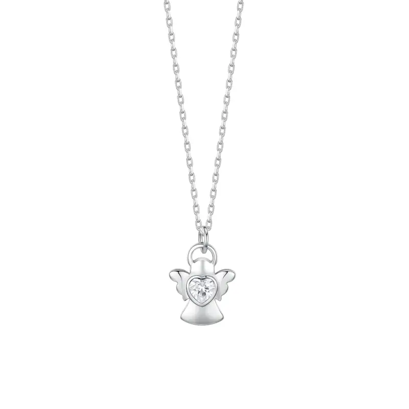 COLLANA BAMBINA IN ACCIAIO ANGELO CON ZIRCONE BIANCO