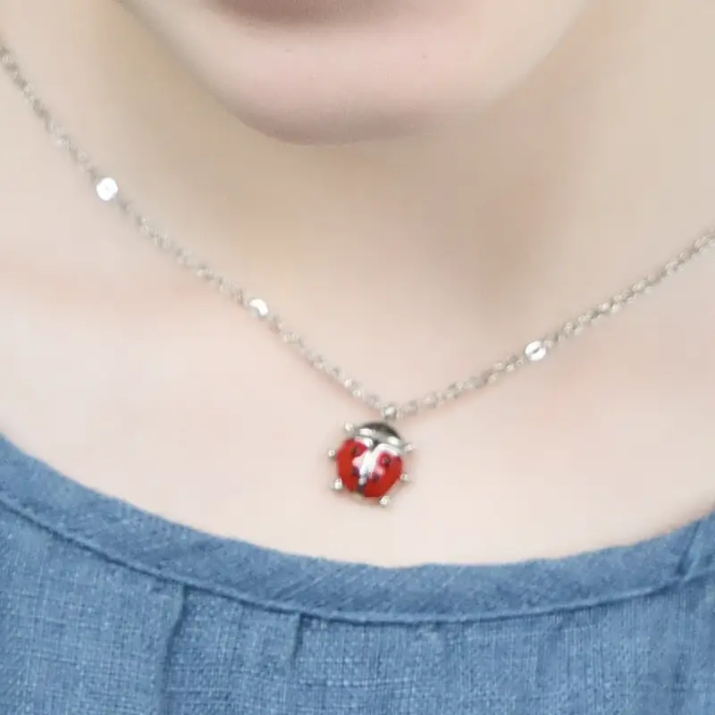 COLLANA BAMBINA IN ACCIAIO CON COCCINELLA miniatura 2