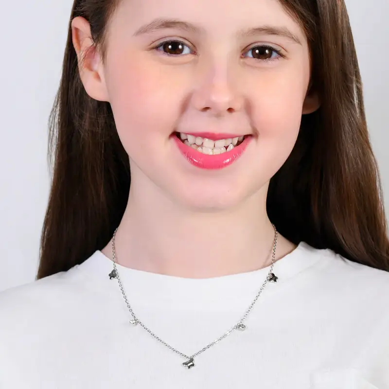 COLLANA BAMBINA IN ACCIAIO CON FARFALLE miniatura 3