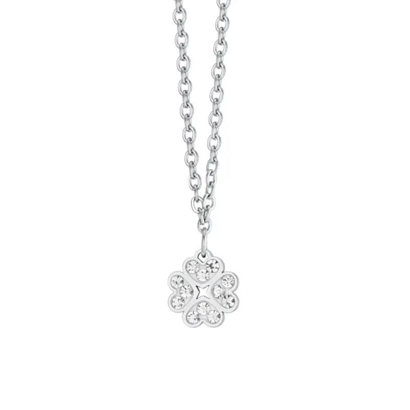 COLLANA BAMBINA IN ACCIAIO CON QUADRIFOGLIO miniatura 2