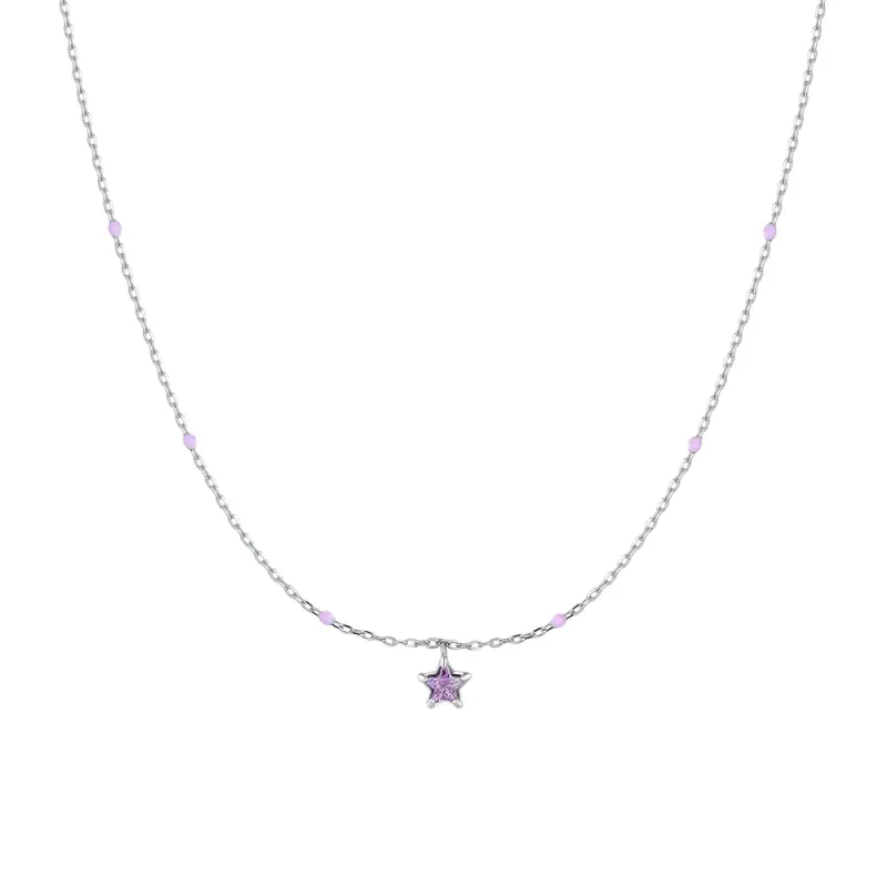 COLLANA BAMBINA IN ACCIAIO CON STELLA ZIRCONE VIOLA E PIETRE VIOLA