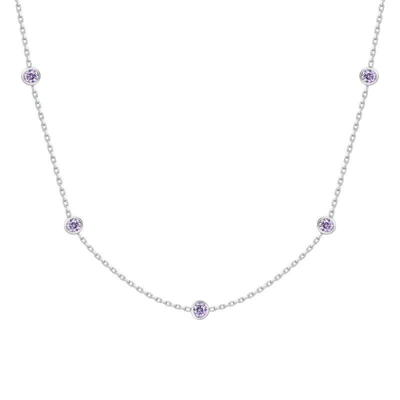 COLLANA BAMBINA IN ACCIAIO CON ZIRCONI VIOLA