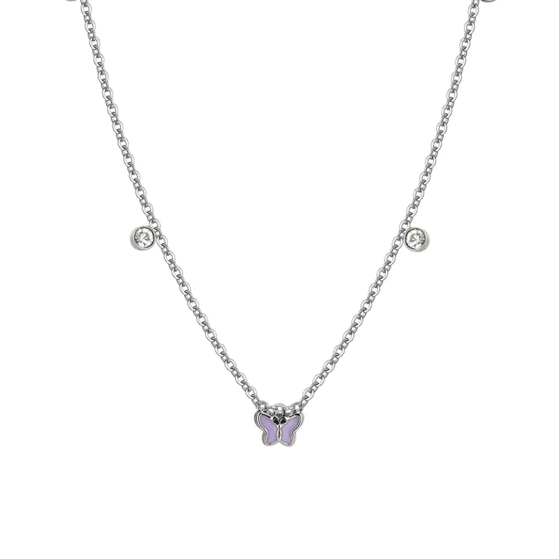 COLLANA BAMBINA IN ACCIAIO SMALTO VIOLA