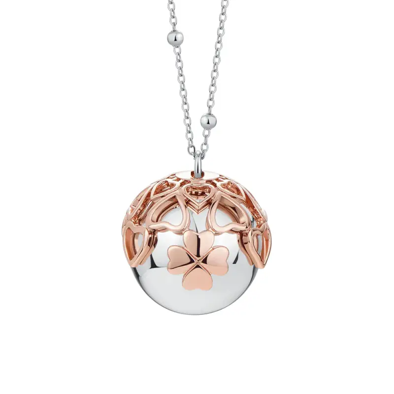 COLLANA CHIAMA ANGELI DONNA IN ACCIAIO, CIODOLO CON QUADRIFOGLIO IN METALLO