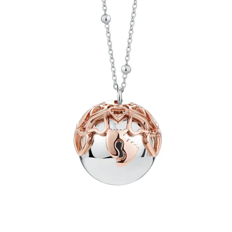 COLLANA CHIAMA ANGELI DONNA IN ACCIAIO, CIONDOLO CON PIEDINI IN METALLO