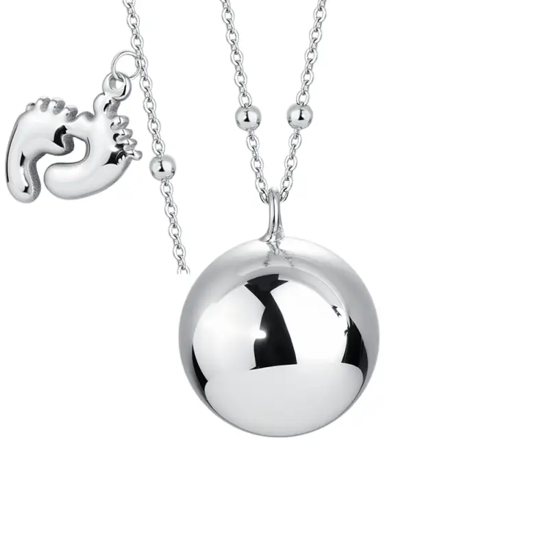 COLLANA CHIAMA ANGELI DONNA IN ACCIAIO, CIONDOLO IN METALLO CON CHARM PIEDINI