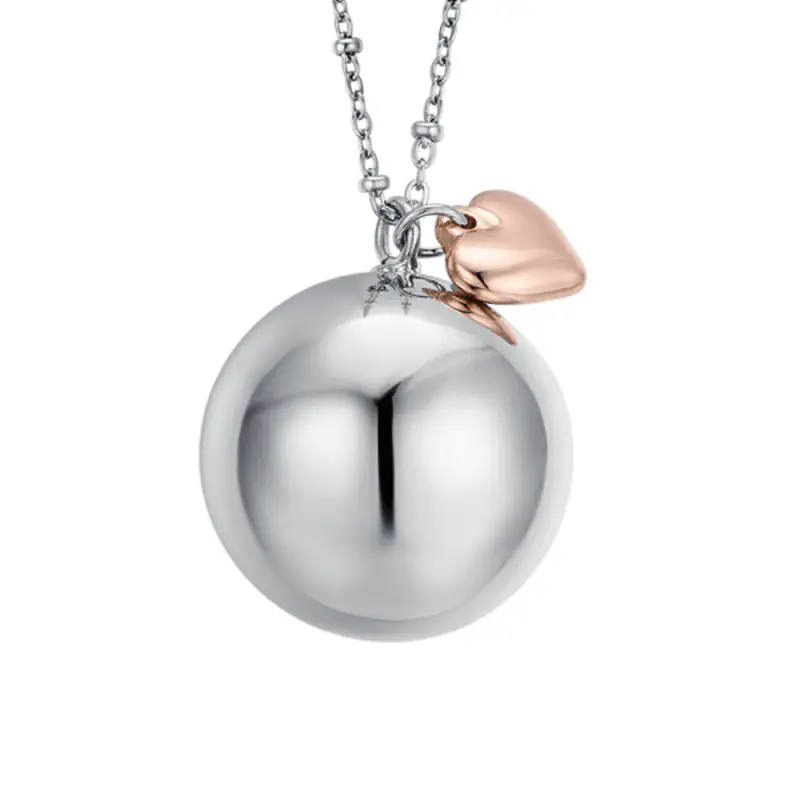 COLLANA CHIAMA ANGELI IN ACCIAIO CIONDOLO IN METALLO CON CHARMS CUORE ROSE